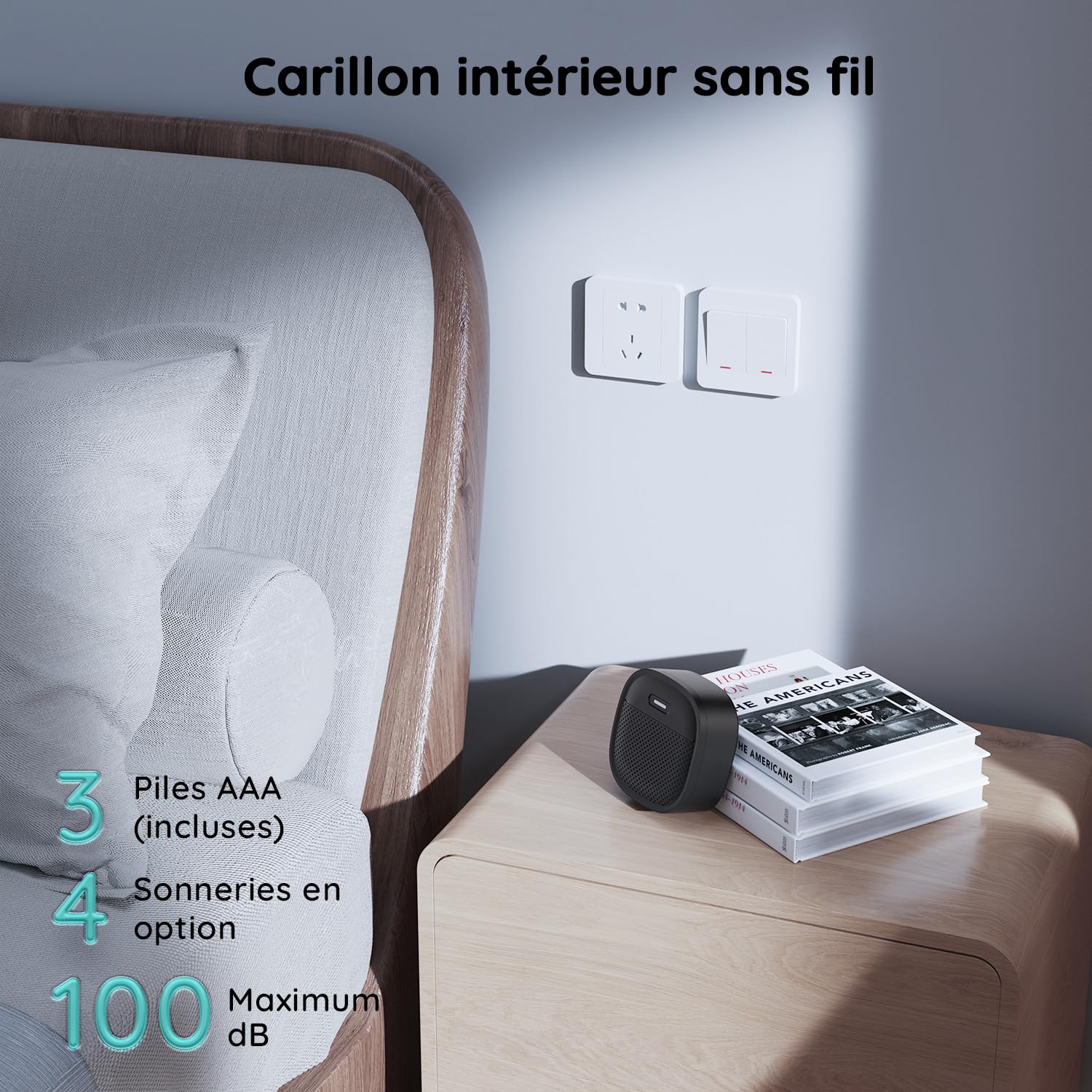 BOIFUN 2K 3MP Sonnette sans Fil Exterieur Etanche, Vue Panoramique à 180°, Détection IA Avancée, Installation Facile, Vision Nocturne, Compatible avec Alexa, IP65 étanche, Wi-FI 2,4 GHz Uniquement