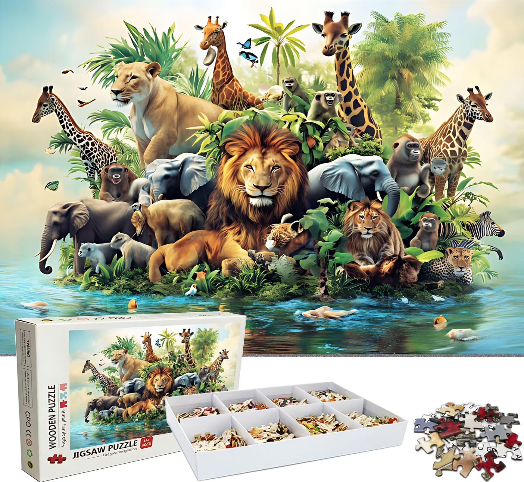 Puzzle 1500 Teile, Holzpuzzle Erwachsene - Impossible Puzzle 87 x 57 cm niffliges Denkspiel & Denksport für Frauen & Männer, Familienspiel für Spieleabende, Geschenk für Frauen Tier Giraffe w0-161