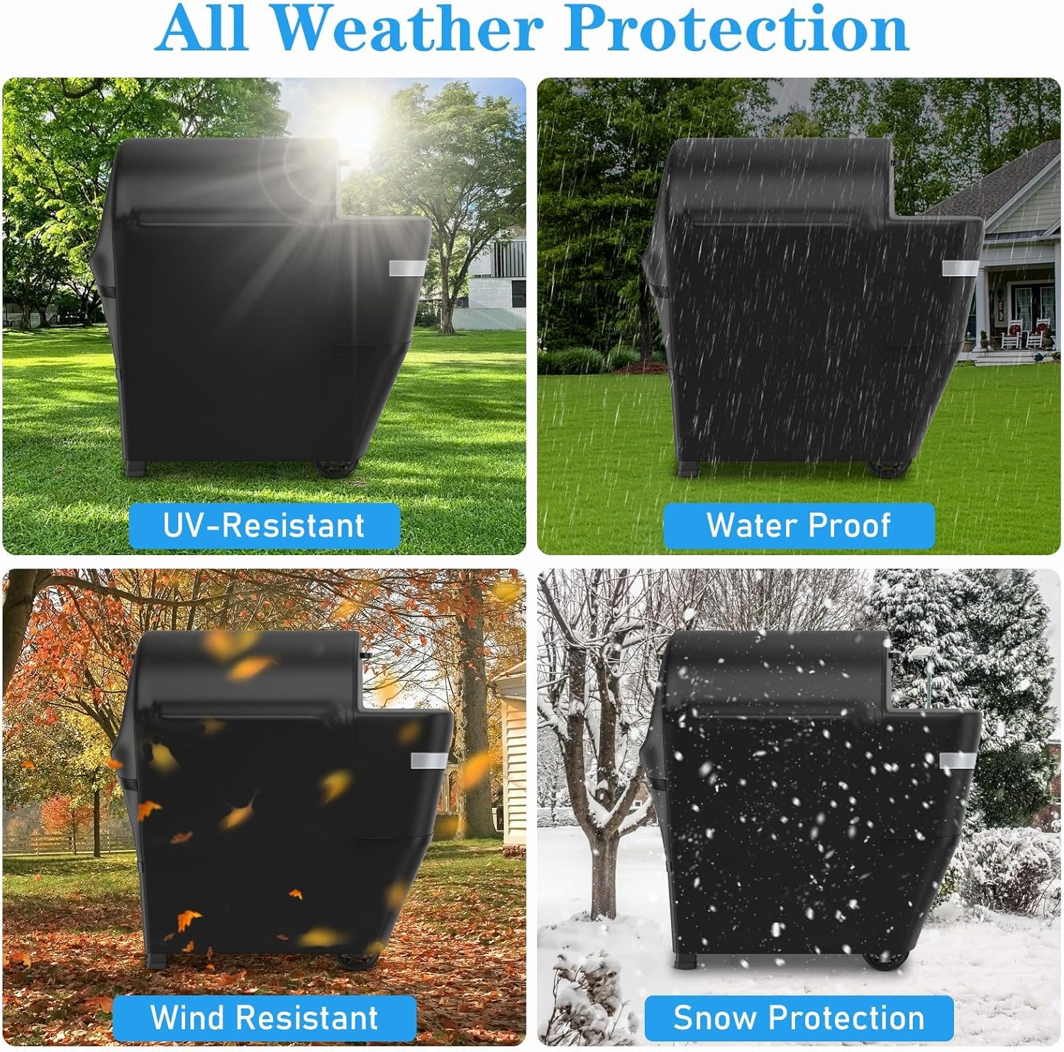 Utheer Grill Cover for Weber Searwood 600 Pellet Grill, Heavy Duty 600D Waterproof Fabric Grill Cover for Weber 3400145, Black