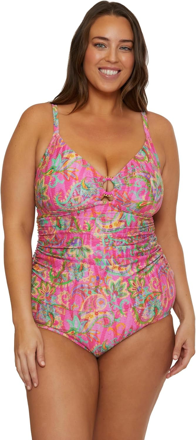 BECCA Women's Polynesia Plus Size Multiway Tankini, Casual, Swimsuit Tops