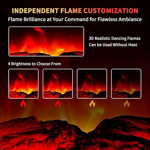 Miniatura 20 de RealSmart Calentador eléctrico de chimenea de 22 pulgadas, estufa de chimenea independiente con control remoto con efecto de llama 3D, temporizador
