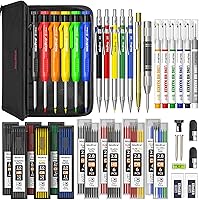 Vista 8 de Nicpro Juego de 28 lápices de carpintero con sacapuntas, lápices mecánicos de carpintero con 127 recambios y herramienta de grabado de carburo