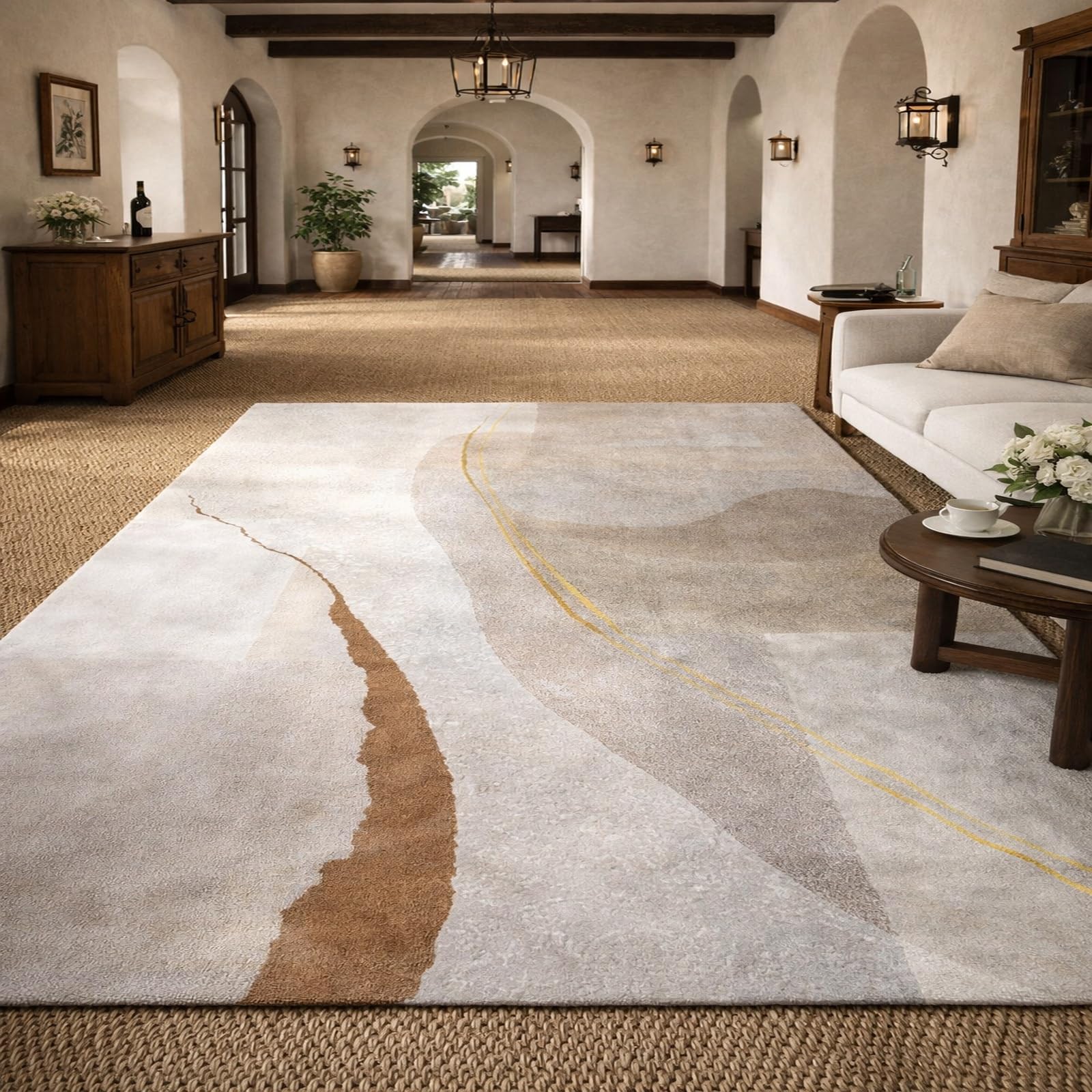Tapis de salon facile d'entretien en poil ras pour dire adieu aux taches dans la chambre
