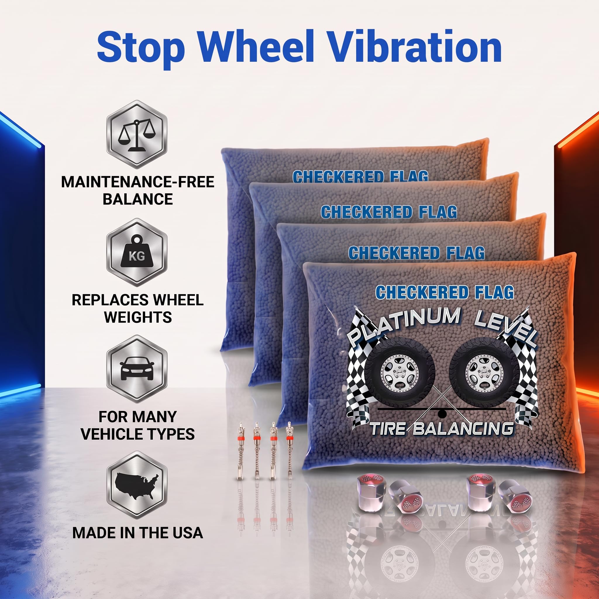 4-10-CFTB Cuentas de equilibrio de neumáticos para camiones y motocicletas: cuentas de cerámica de 2 mm, 4 paquetes de 10 onzas, ajuste automático para vibraciones suaves en camiones semiligeros