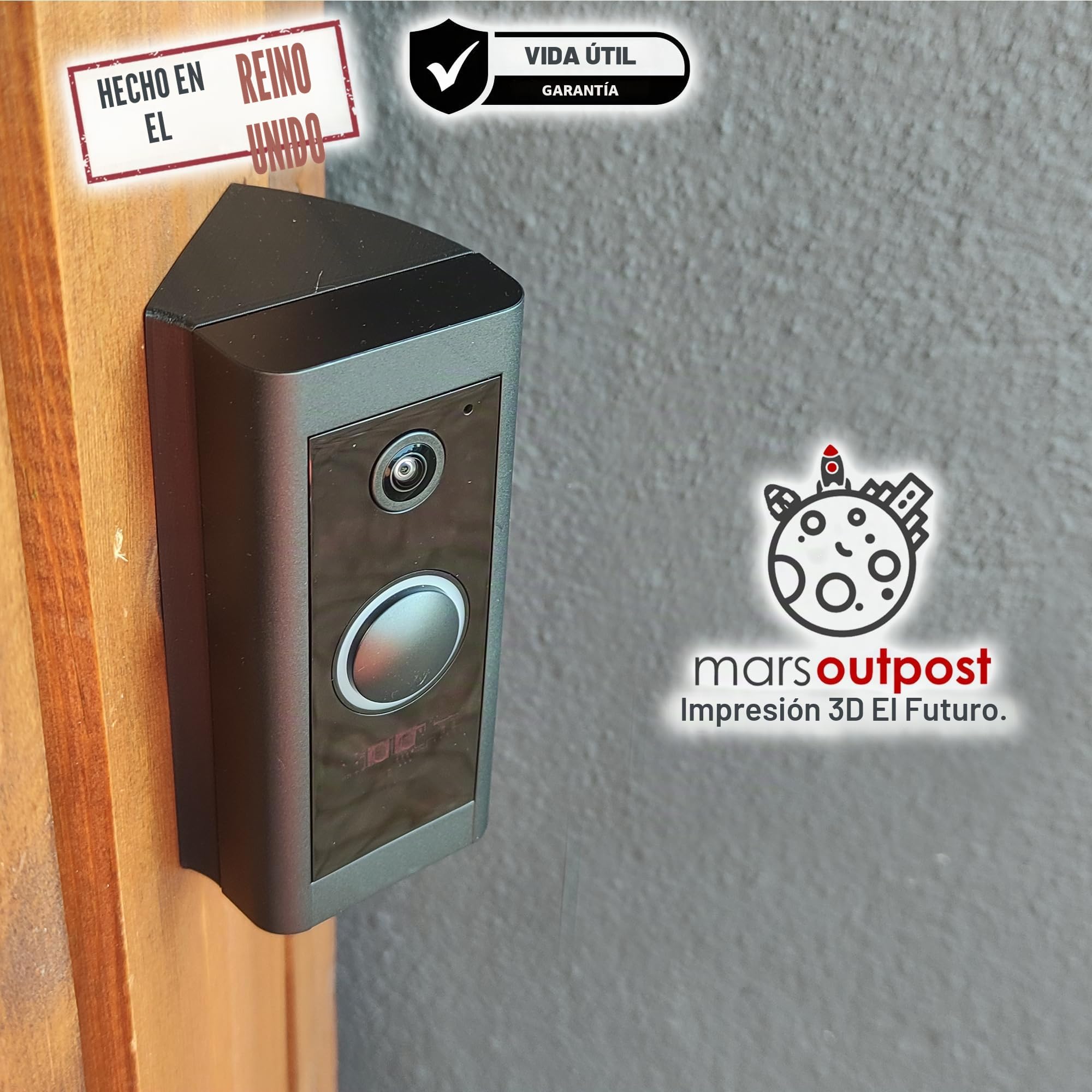 Adjustable Angle Doorbell Mounting Bracket – 30° To 55° Wedge Kit – Compatible With Video Doorbell 1/2/3/4 – Includes Rain Cover – Waterproof & Anti-Glare, Black