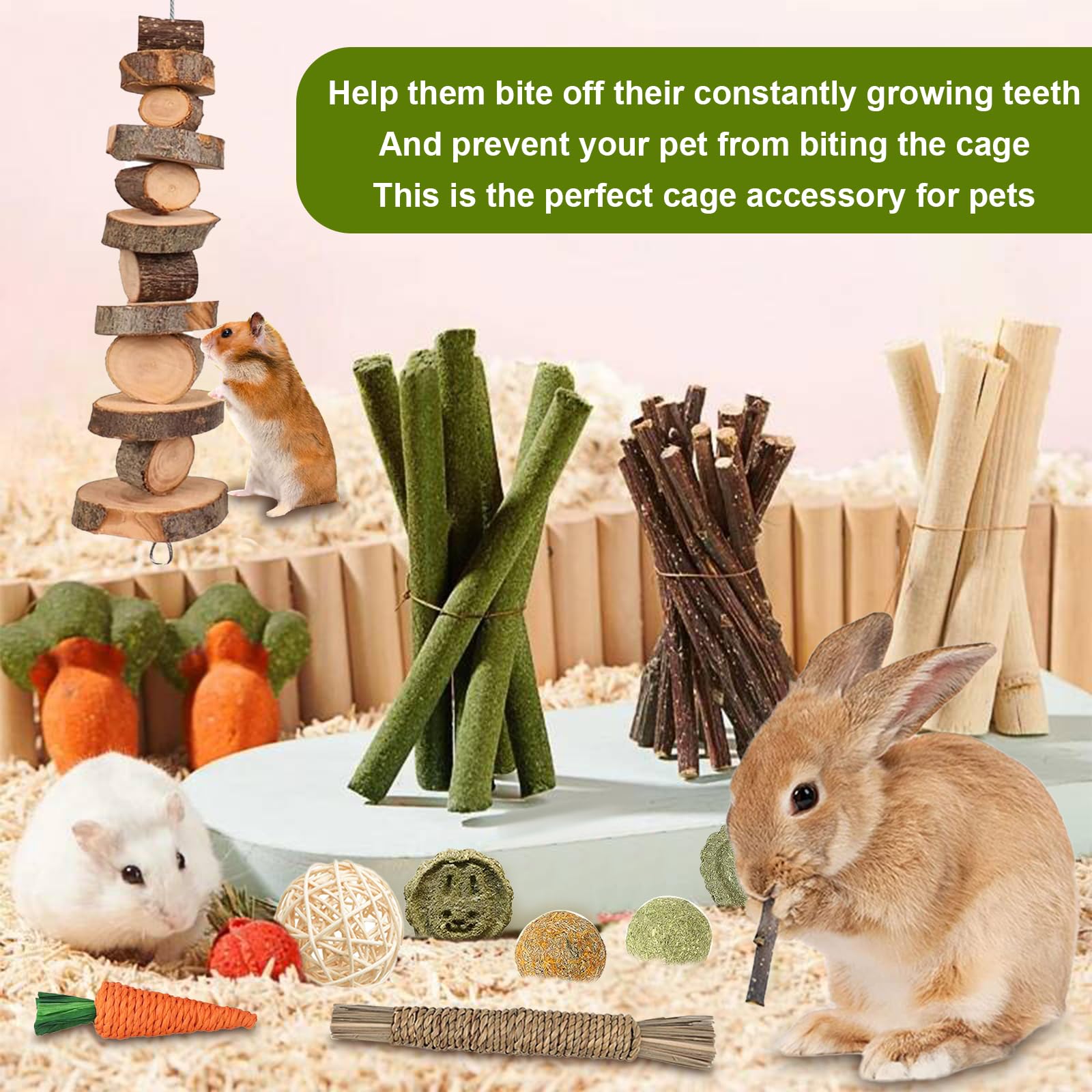 Ksvaye 14 Styles Rabbit Toys, Natural Chew Toys for Guinea Pigs Hamsters, Rabbits - Image 4