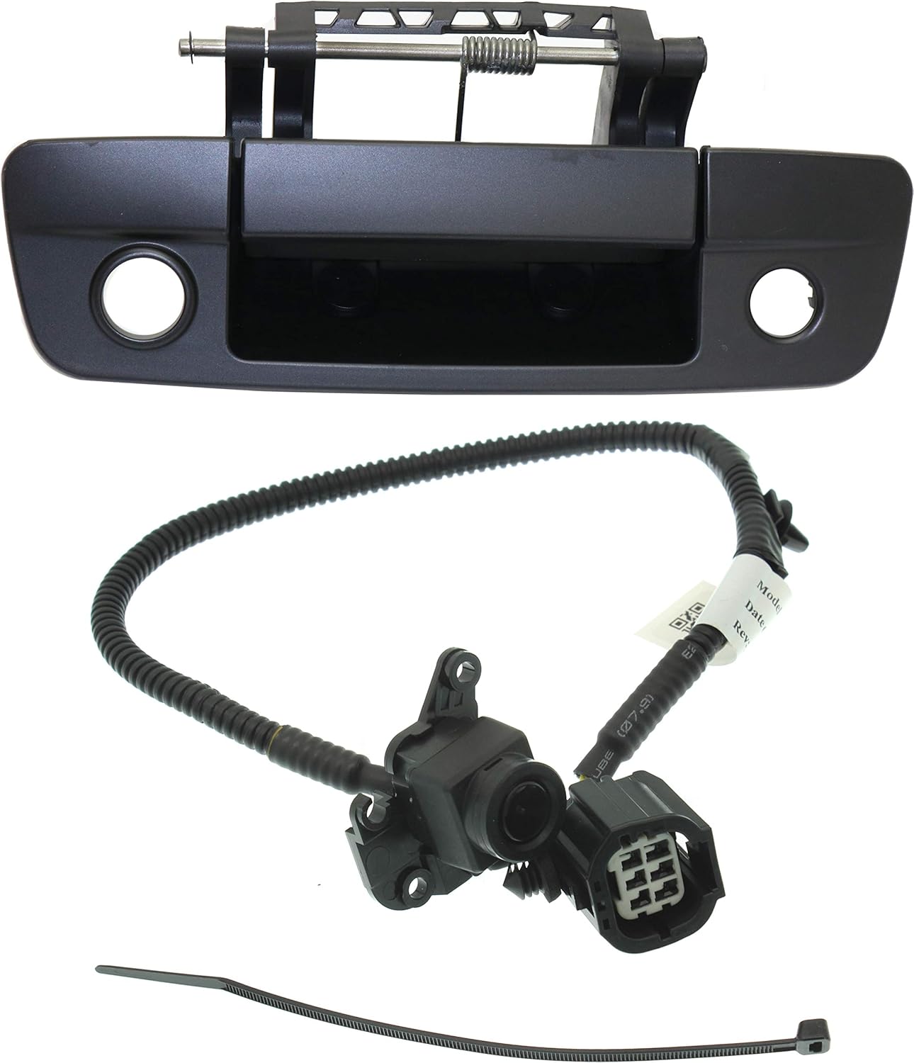 Garage-Pro Tailgate Handle and Back Up Camera Compatible with 2009-2010 Dodge Ram 1500 Outside, Primed Black, with Key Hole and Cable