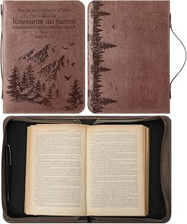 Spanish Bible Cover for Men Women PU Leather Bible Case 10 X7x 2 Inches Large Waterproof Christian Biblia Cover Print Decor for Wedding Church Religious Gift(Landscape)