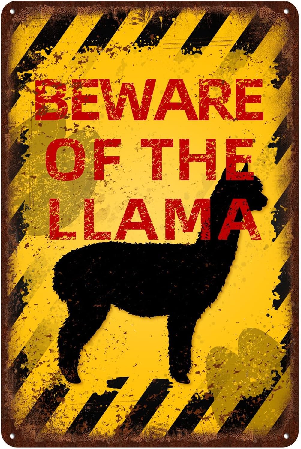 Vintage Llama Metal Sign Beware of Llama Aluminum Sign Funny Beware Animal Decor 12x8 Inch