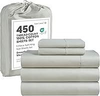 Vista 51 de LANE LINEN - Sábanas tamaño Queen, 450 hilos, 100% algodón, refrescantes, transpirables, con bolsillo profundo, 4 piezas, color negro