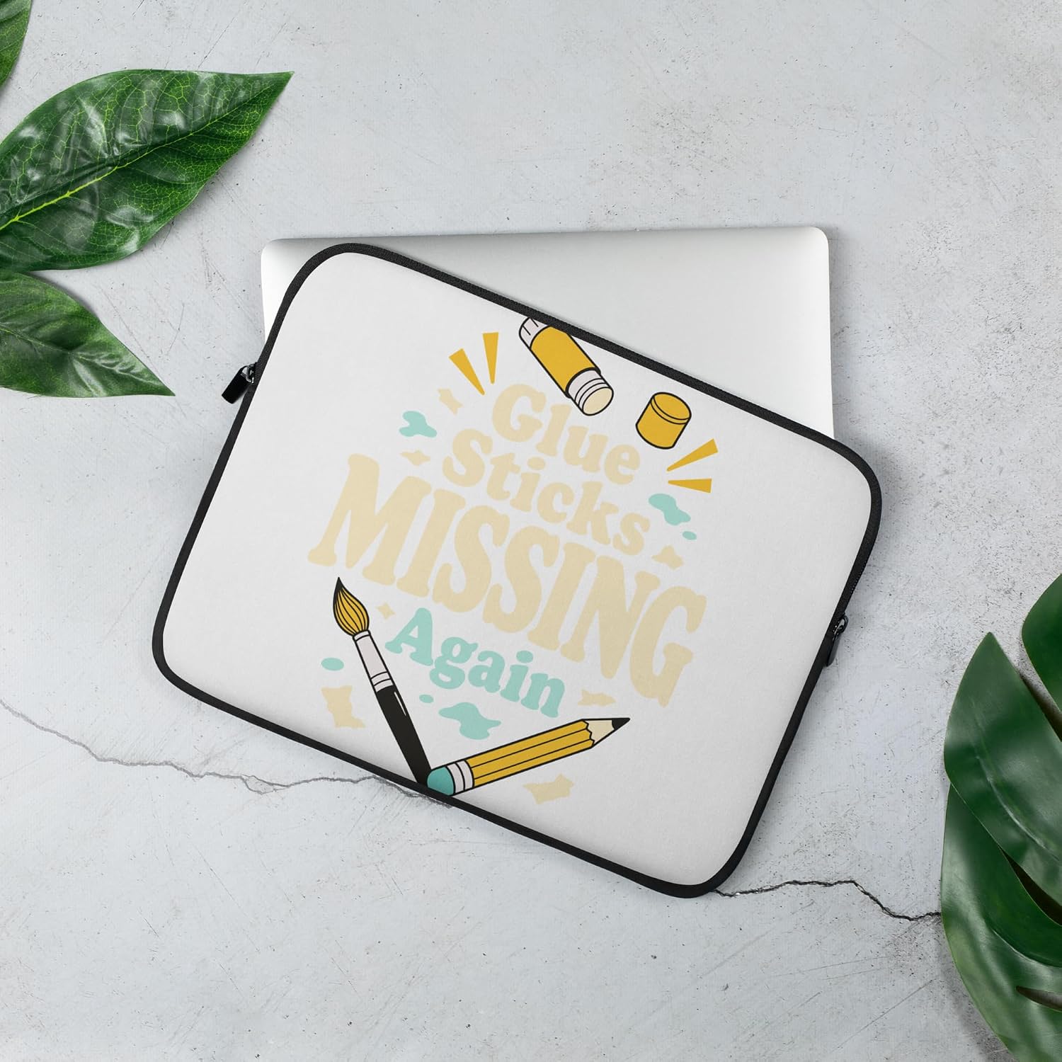 Glue Sticks Missing Again Teacher Student School Graphic Laptop Sleeve
