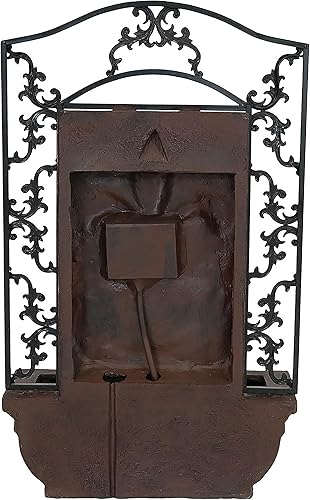 Miniatura 110 de Sunnydaze French Lily - Fuente de agua de pared Polystone de 33 pulgadas para exteriores, bomba sumergible eléctrica, acabado de piedra florentina