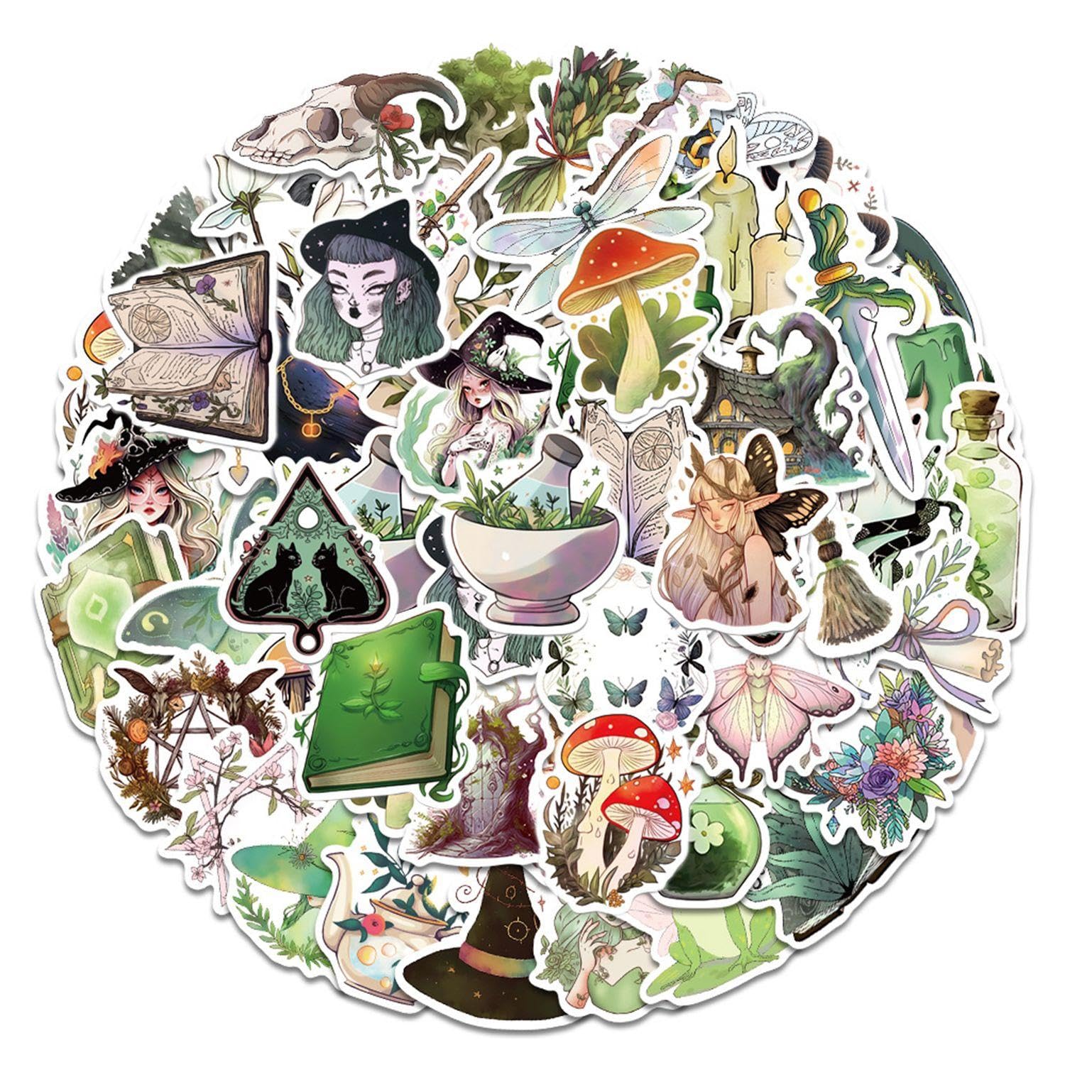 EPCDBBRT 50 Forest Witch Stickers - Waterproof, DIY for Luggage, Guitar, Computer