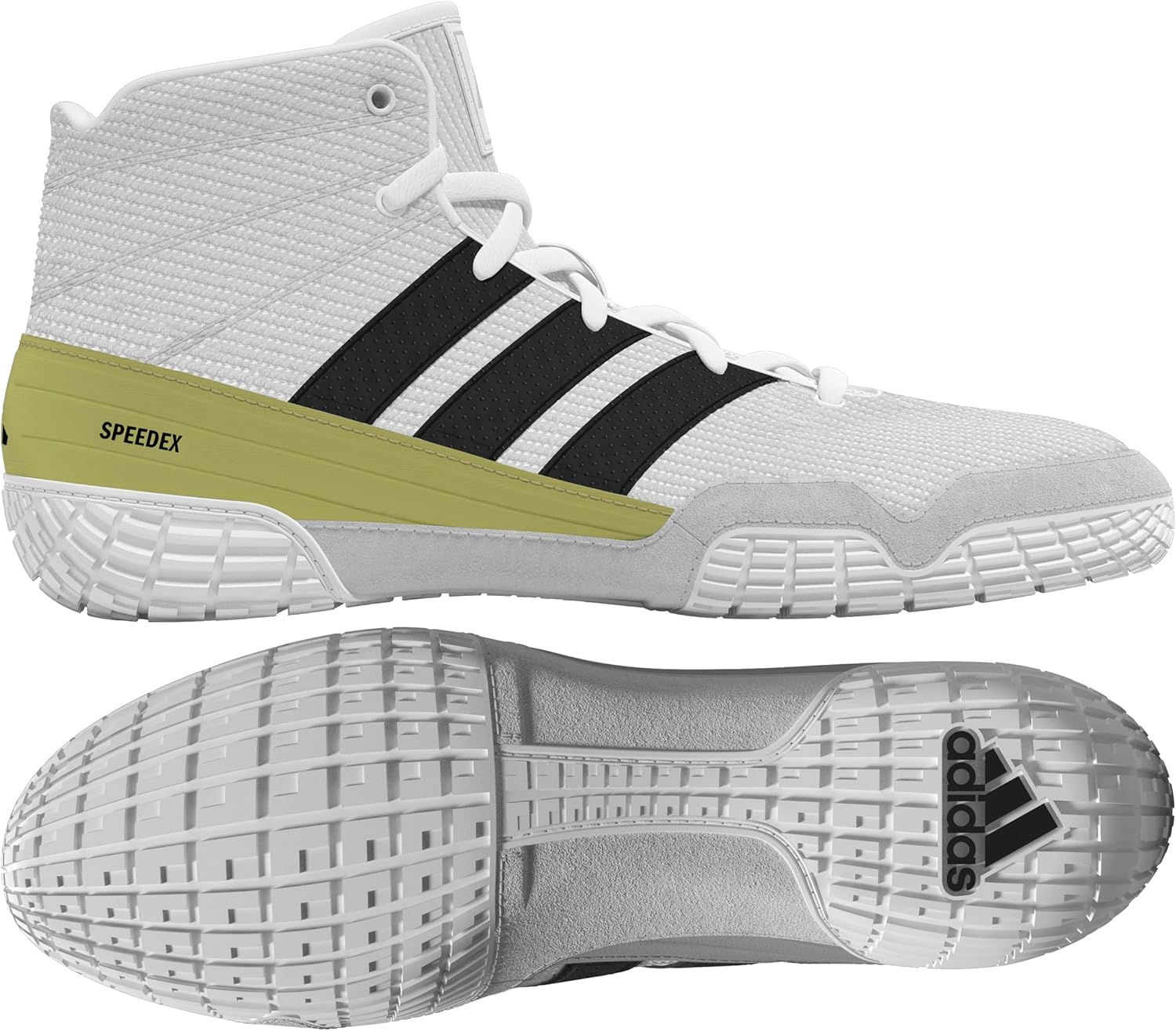 adidas SpeedEx Wrestling Shoes, White/Black/Gold, 12.5