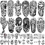 77 Sheets Christian Cross Temporary Tattoo for Women Men, 17 Sheets Half Arm Large Religious Jesus God Fake Tattoos, 60 Sheets Angels Black Christ Tiny for Adult Kids Body Tattoos Stickers Realistic