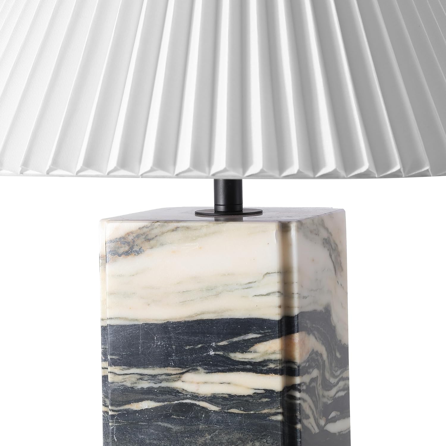 SAFAVIEH Couture Lighting Collection Mackenzie Light Brown/Black Marble Square 25-inch Table Lamp for Bedroom Living Room Home Office Desk Nightstand (LED Bulb Included)