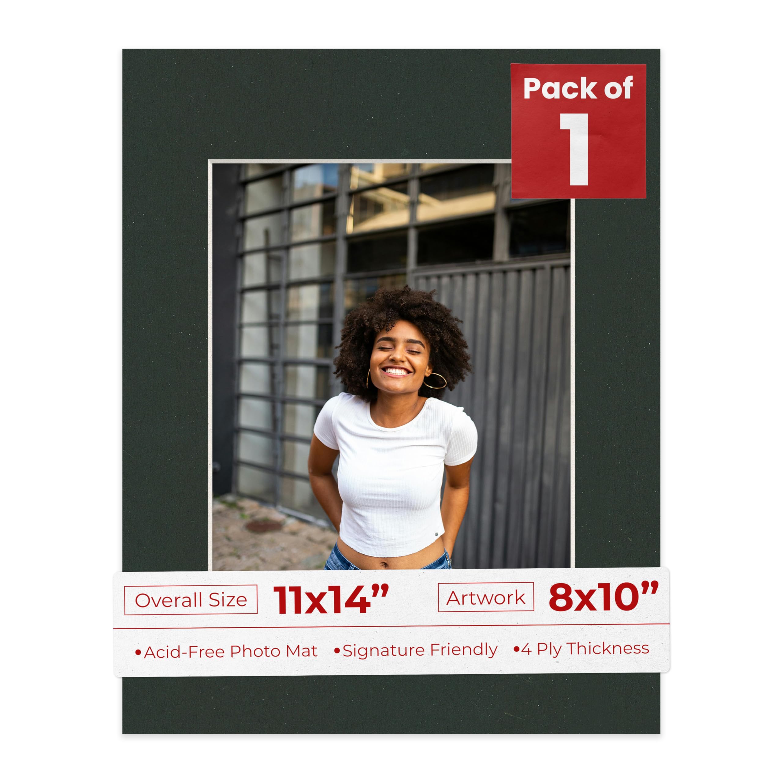 11x14 Mat for 8x10 Photo - Precut Textured Black Picture Matboard for Frames Measuring 11 x 14 Inches - Bevel Cut Matte to Display Art Measuring 8 x 10 Inches - Acid Free ONE MAT-image-49
