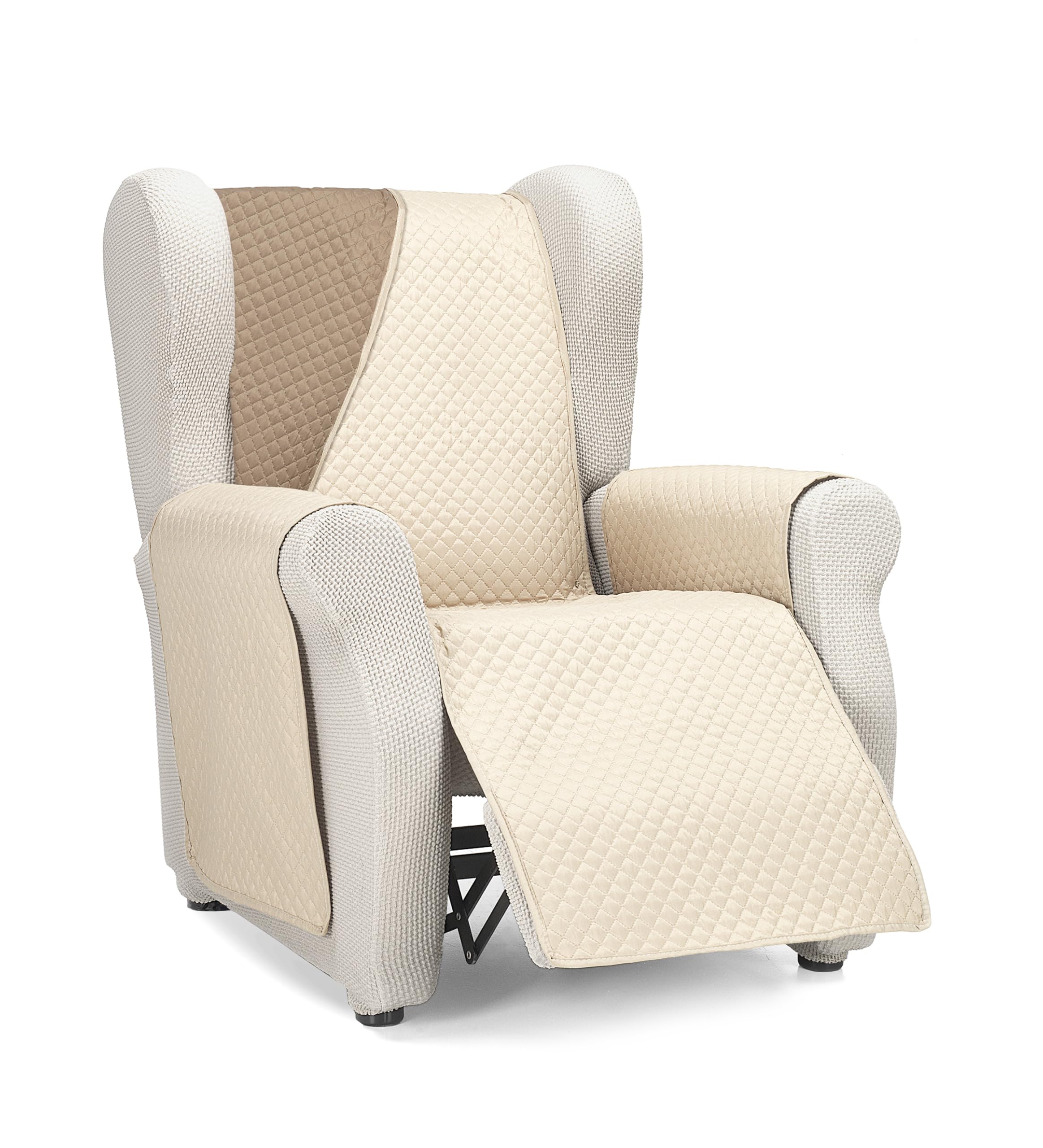 Martina Home Diamond Sofa Cover, Reversible Quilted Sofa Protector, Beige/Leather, 1 Seater