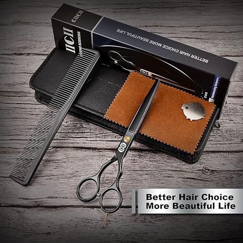 Miniatura 8 de CIICII - Tijeras de corte de cabello, juego de tijeras profesionales de 6.5 pulgadas (tijeras de corte de pelo, corte de barba, kit de corte de