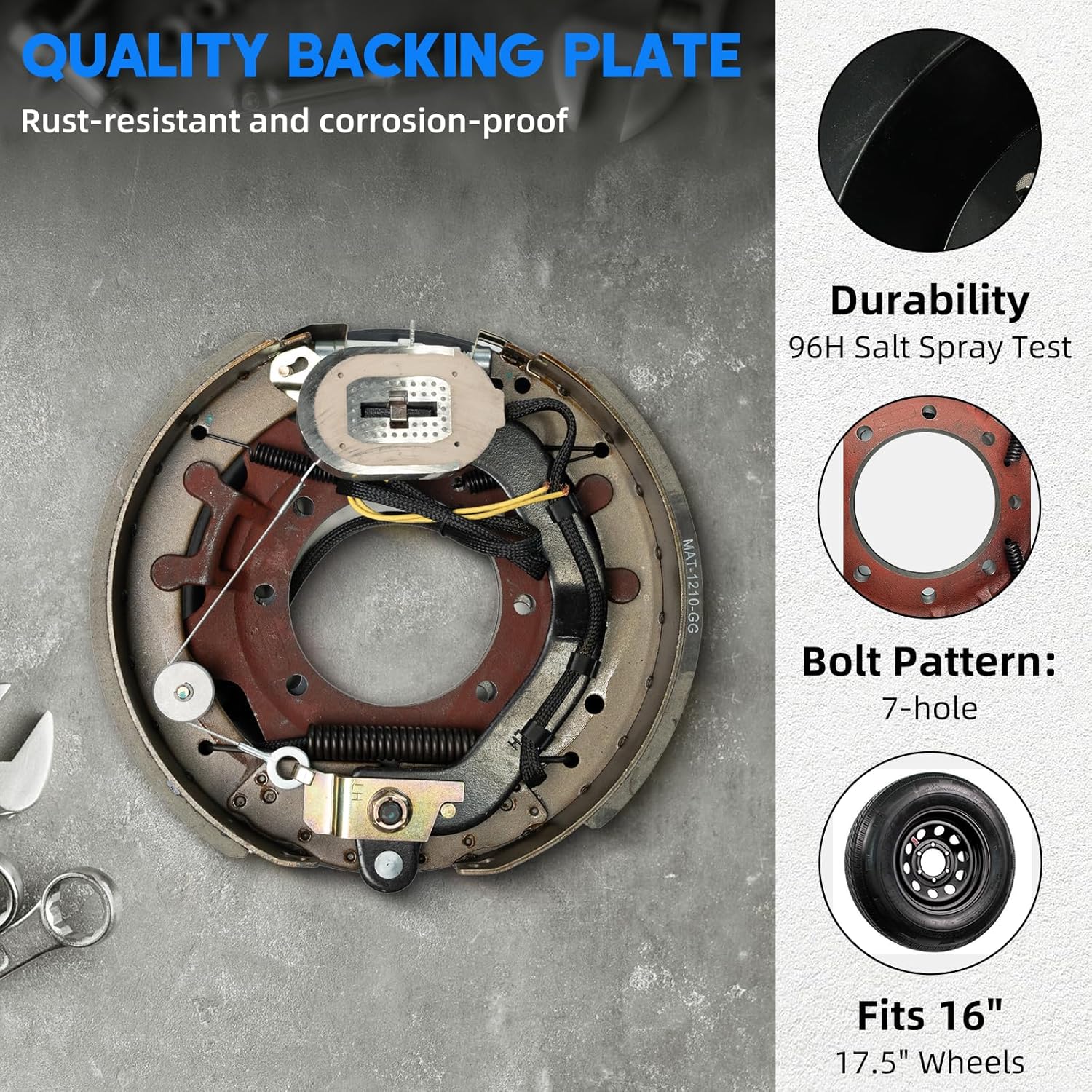 Electric Trailer Brake Kit + 4 Bearing Sets – Fits Dexter 9K–10K Axles – 4-Pack 12.25"x3.375" Self-Adjusting Brakes + 387A/25580 Bearings, 7-Hole Flange