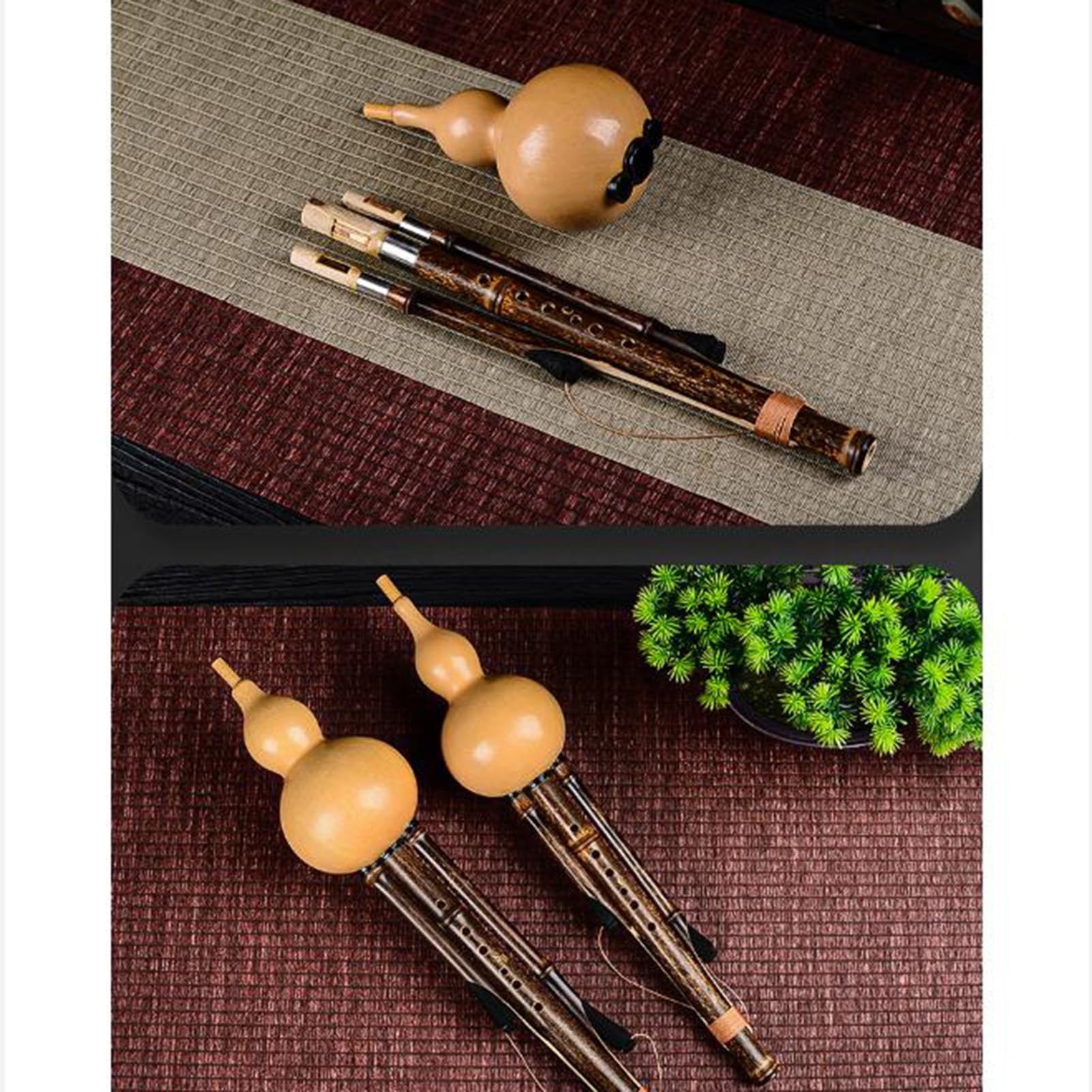 Chinesische Hulusi-Flöte,handgefertigtes Hulusi-Ethno-Musikinstrument | Mit Koffer for Anfänger-Musikliebhaber, Blasinstrument(Minor D key)