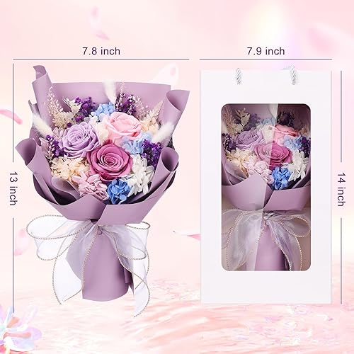 Miniatura 2 de Veroola Flores preservadas, ramo de rosas reales naturales para siempre, regalos para el día de San Valentín, día de la madre, Navidad, aniversario,
