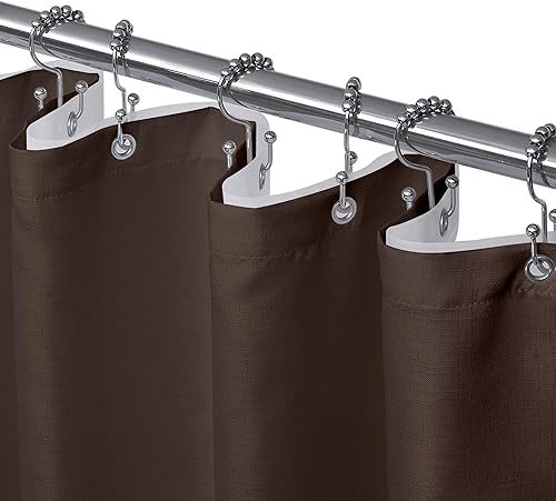Miniatura 13 de Juego de cortina de ducha 3 en 1, juego de cortina de ducha negra y forro con 12 ganchos de cortina de ducha de doble cara, cortinas de ducha