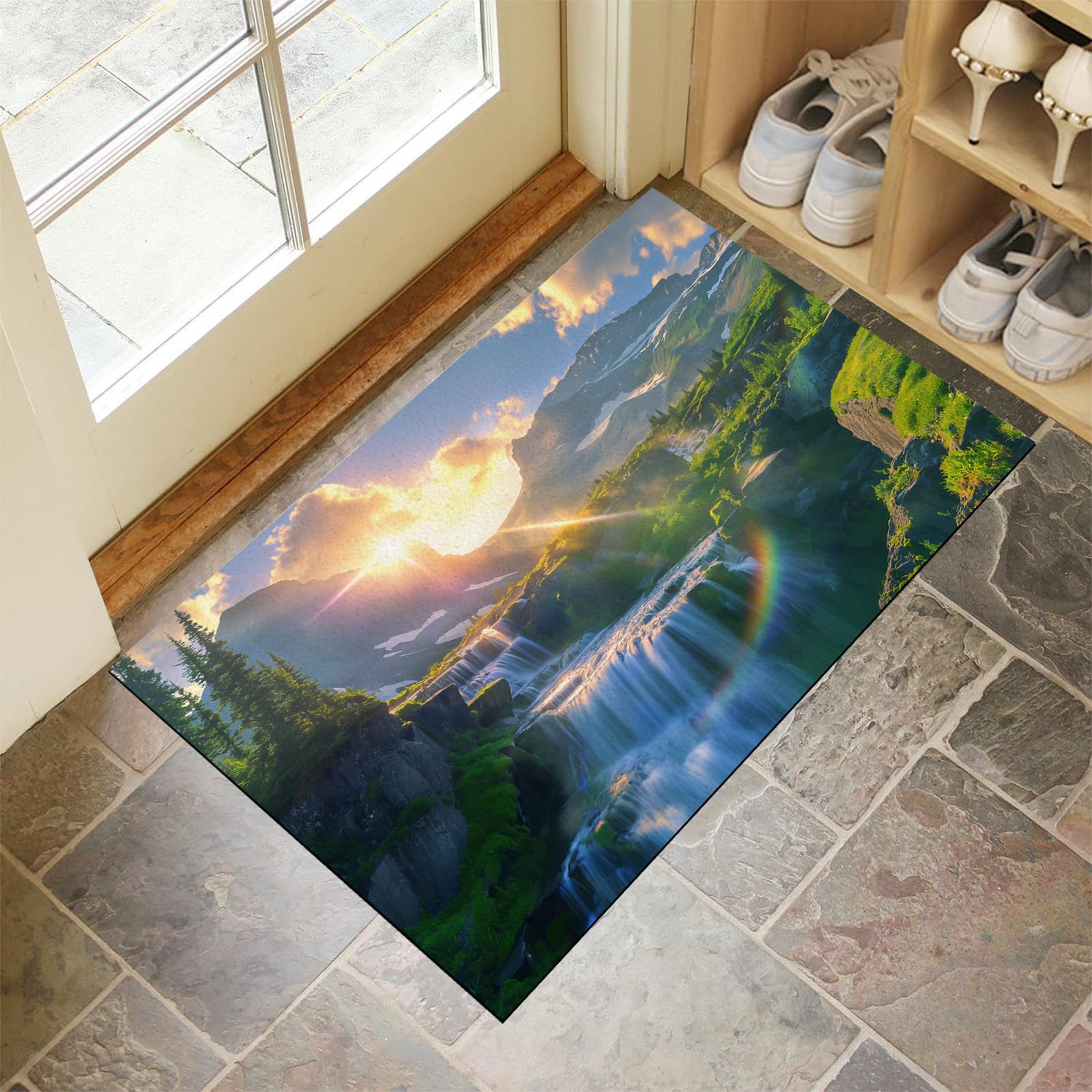 Paillasson attrape poussière 50x80 cm tapis de sol antidérapant lavable pour couloir et entrée