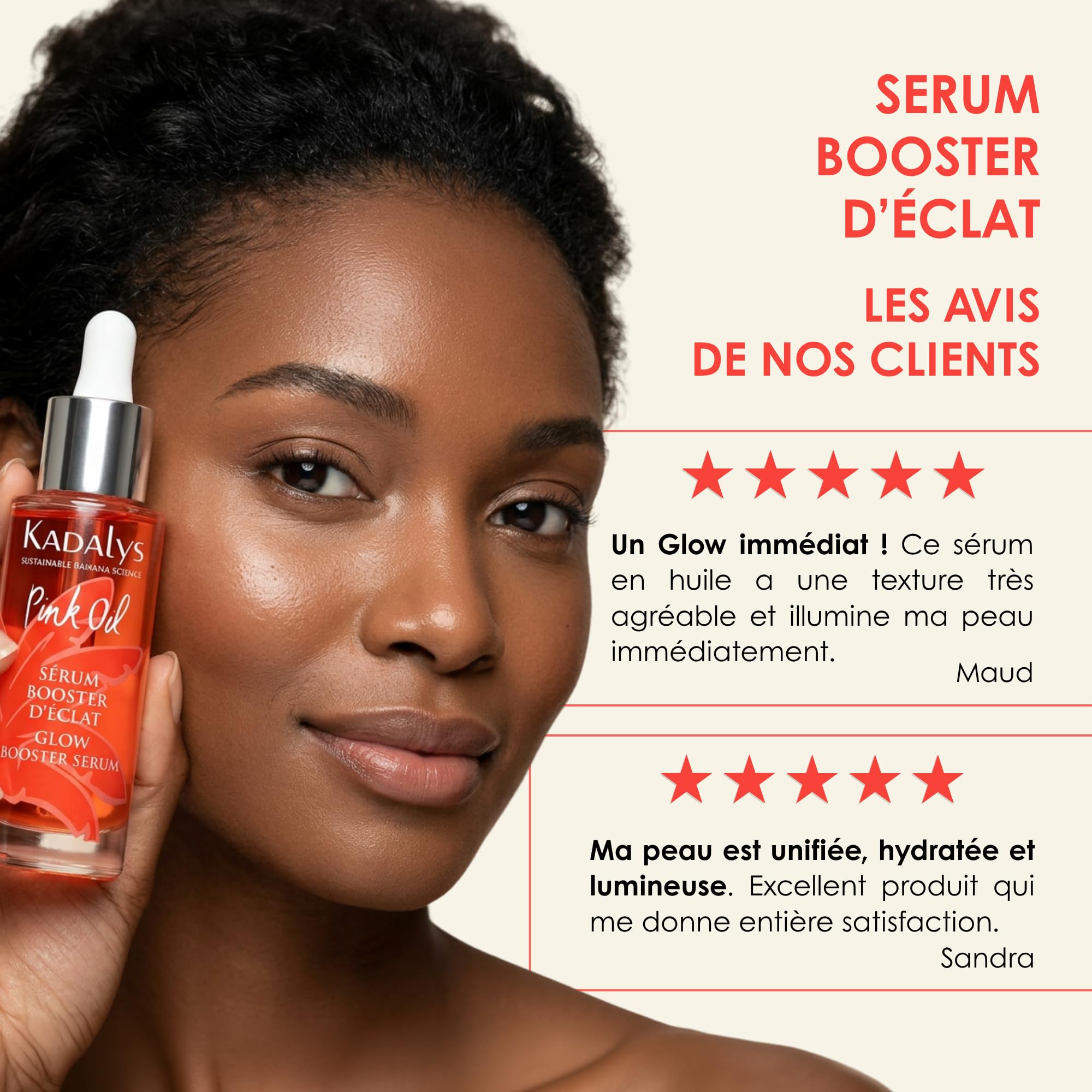 Sérum Booster d’Éclat Pink Oil certifié BIO – Sérum Visage Éclat Anti-Taches – Pink Oil Banane Rose & Gingembre, Fabriqué en France 30 ml