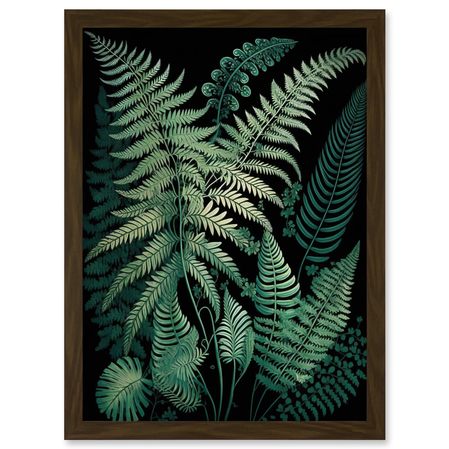 Artery8 Ernst Haeckel Style Fern Fronds Botanical Detailed Artwork Framed Wall Art Print A4