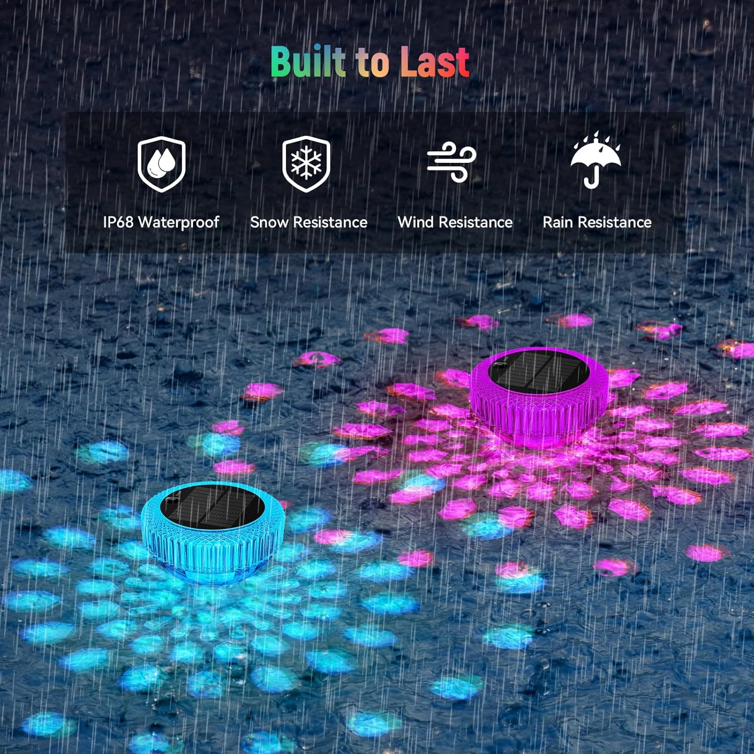 Solar Floating Pool Lights - 2 Pack, RGB Color Float Pool Lights, IP68 Waterproof, Pool Decor Lighting Accessories for Inground, Above Ground Pools, Outdoor, Garden, Party Decoration