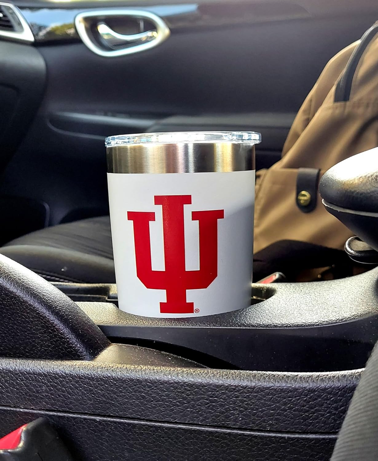 Game Day Outfitters Indiana University 20oz White Tumbler- Stainless Steel Double Walled Beverage Tumbler with Acrylic Lid- IU Hoosiers Drinkware For Office, Home, Etc