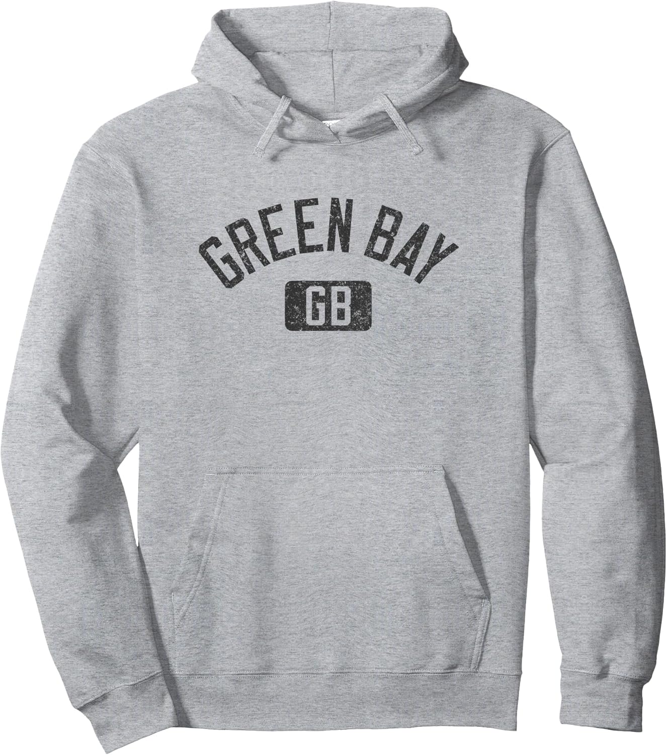 Green Bay GB Arched Text Distressed Black Print Pullover Hoodie