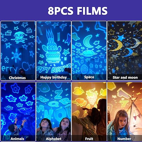 Miniatura 2 de Proyector de luz nocturna, proyector de estrellas para techo, 8 juegos de películas y luz nocturna de rotación de 360 grados para niños, proyector