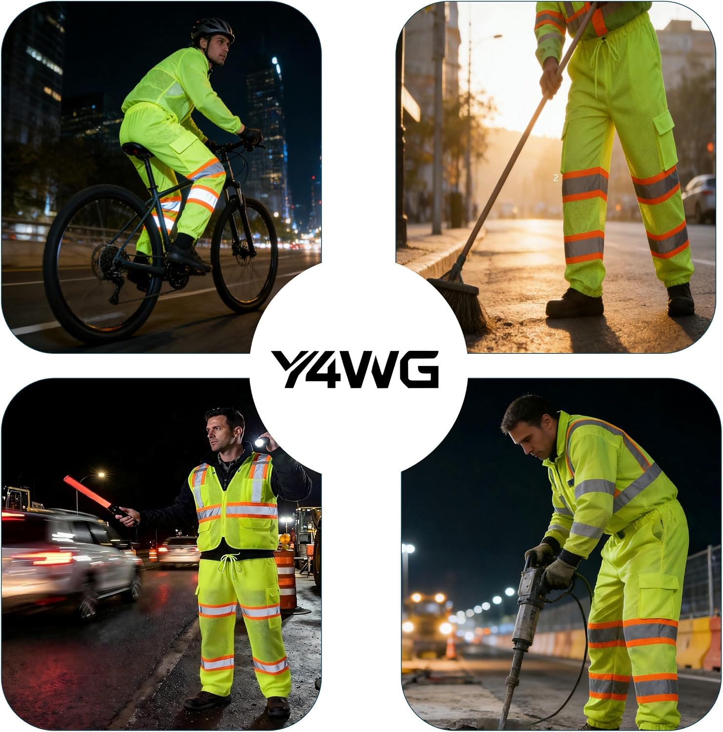 Reflective Safety Pants for Men Women Class E Dual Tone Hi Vis Work Mesh Over Pants for Construction,Traffic Work(YW008)