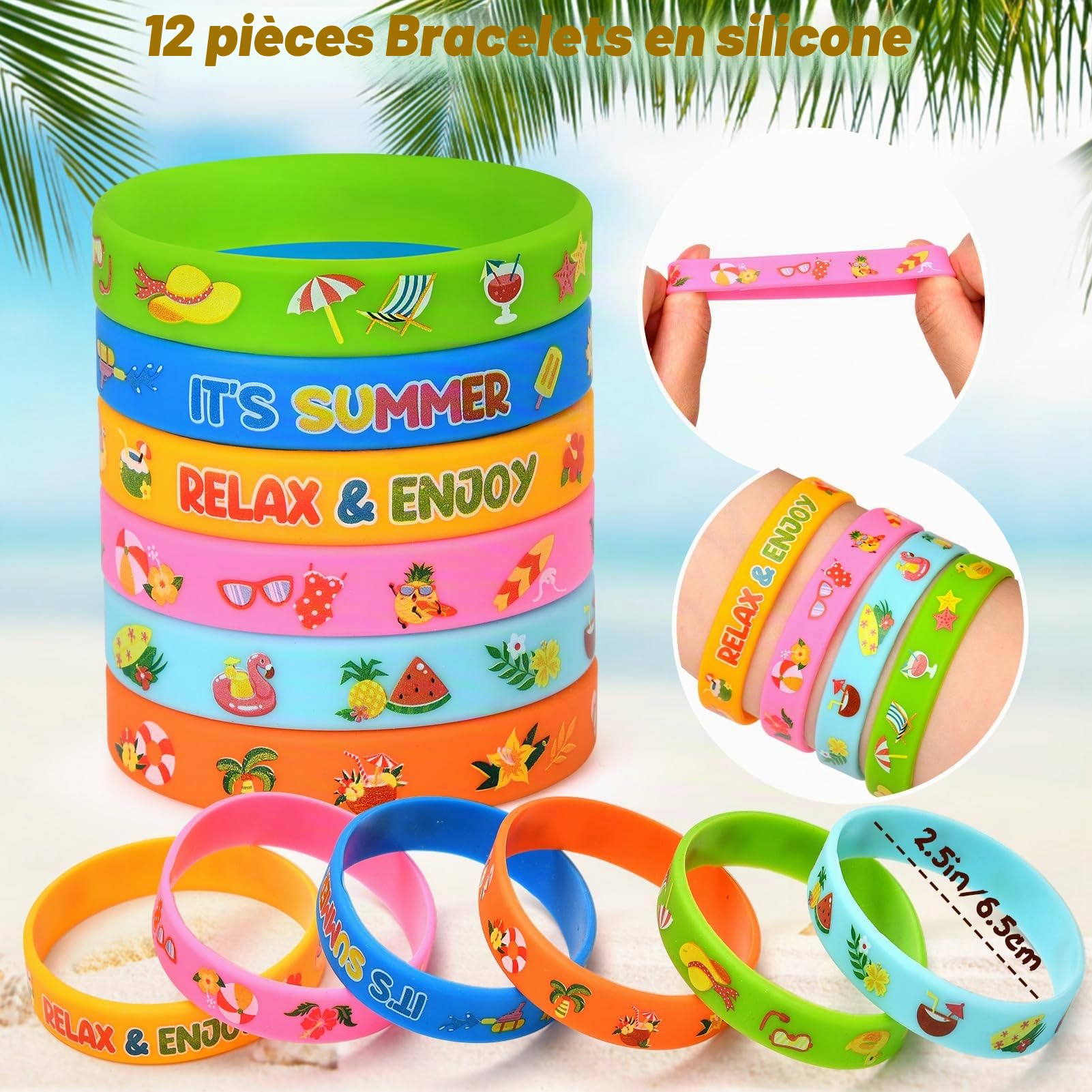 Été Piscine Fête Goodies Anniversaire Enfant Paille Plastique Porte Clef Stickers Sachet Bonbon Bracelet Caoutchouc Jeux De Piscine Fête Hawaïenne Sac Cadeau Anniversaire