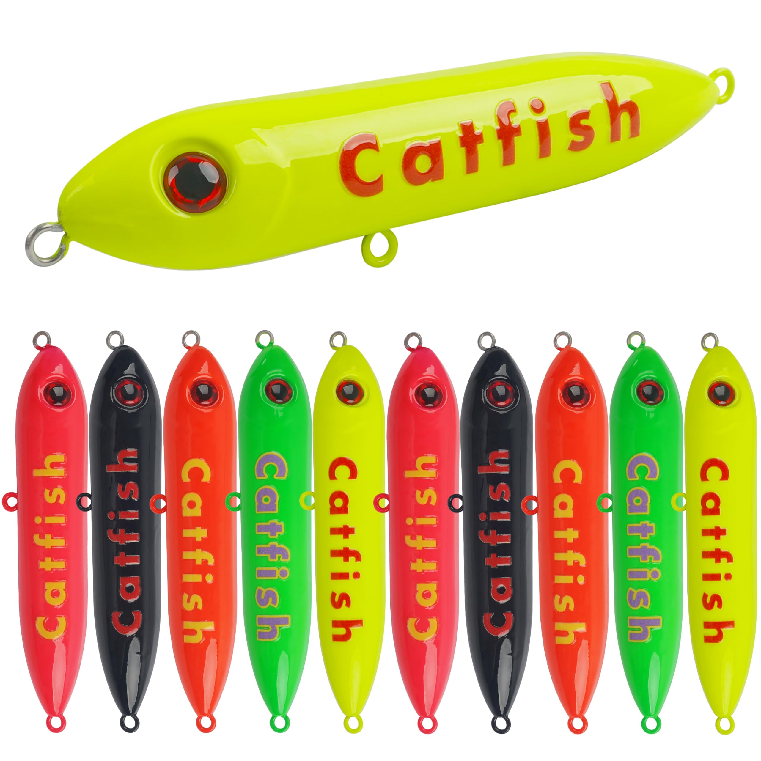 Demon Dragon Catfish Floats Catfishing Rattling Line Float Lure for Catfishing Spook Rattle/Floats Peg Float for Santee Rig Catfish Rig 4/5.5 inch, 5/10 Pack