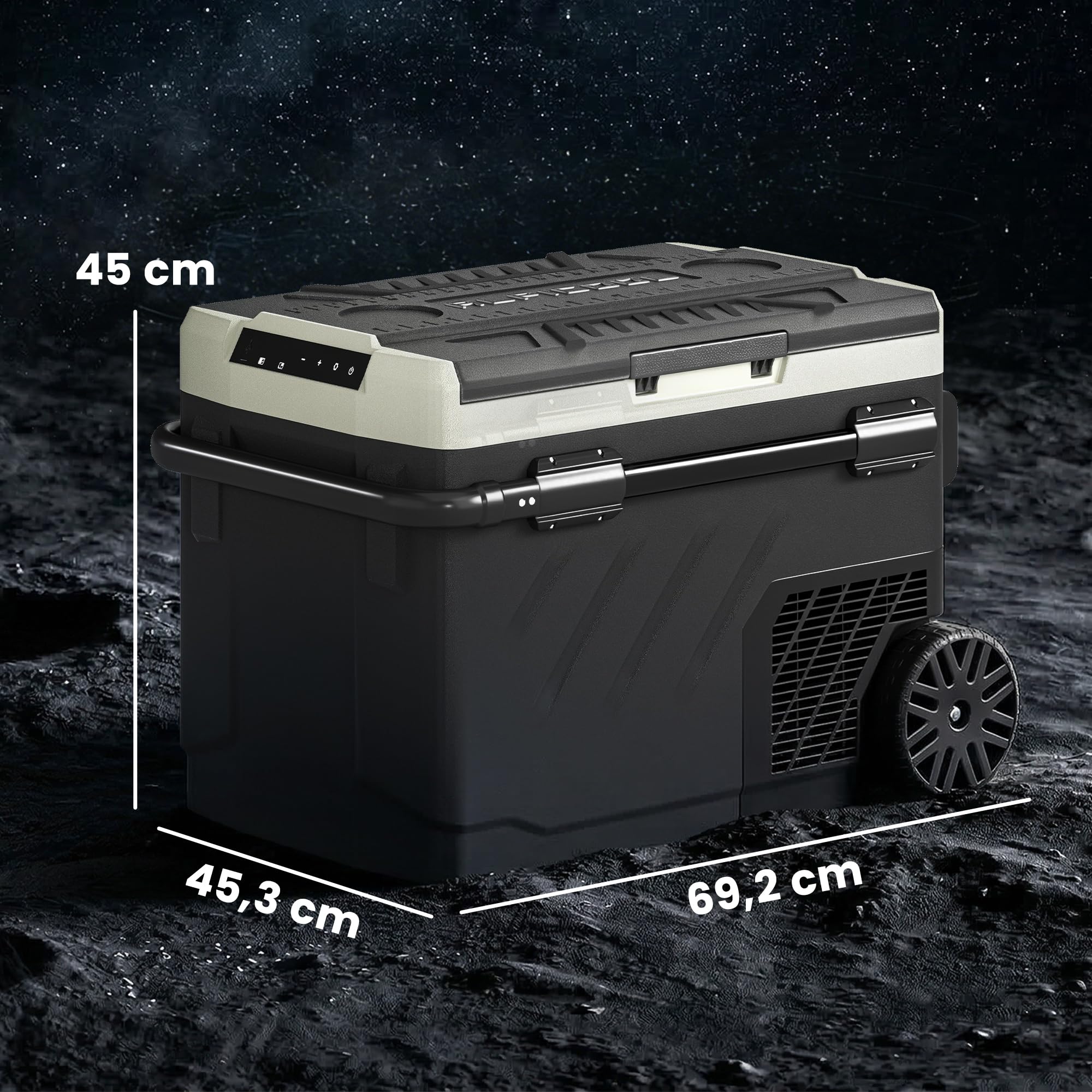 Outsunny Glacière Électrique Voiture 40L, Réfrigérateur Portable à Compresseur avec Double Zone, Refroidissement Puissant & Mode ECO, Contrôle par APP, -20℃ à 20℃, pour Voiture, Camion, Noir