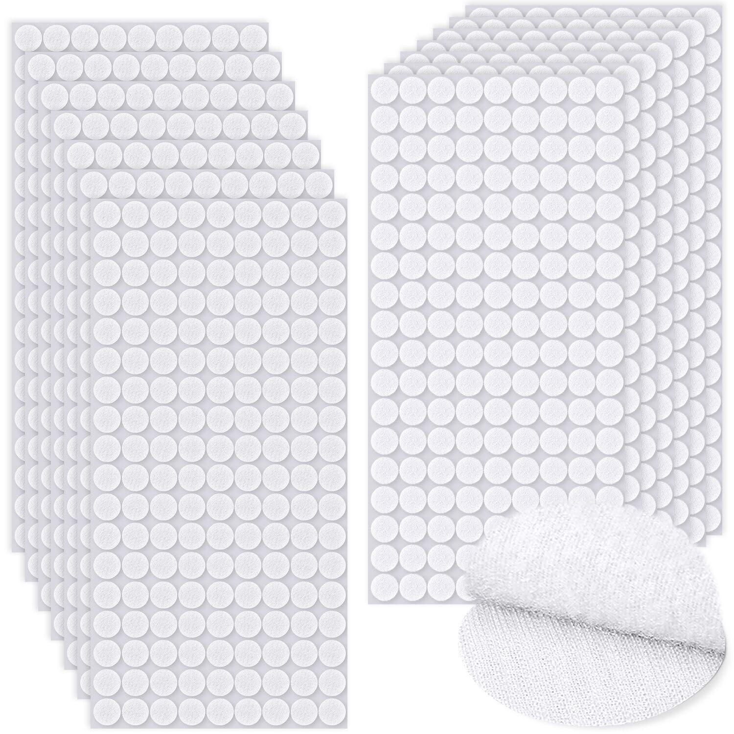 Self Adhesive Dots White 0.39",0.59",0.78", Strong Adhesive Sticky Round Nylon Tapes, Hook & Loop Dots for Arts and Crafts School Classroom Home,Office