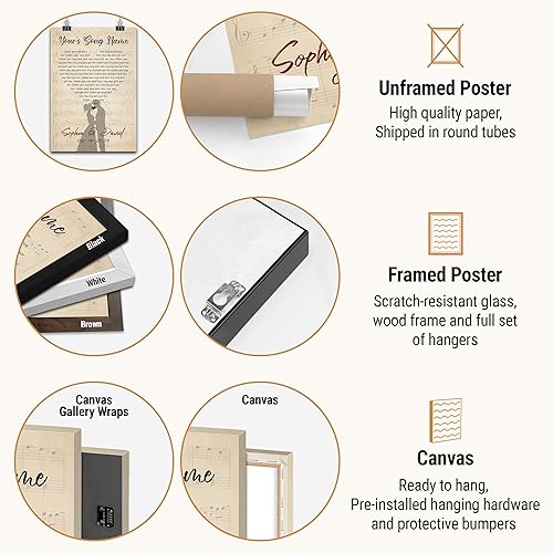 Vista 108 de VICILO Póster de letras de canciones personalizadas, enmarcado, lienzo personalizado, arte de pared, regalos para el día de San Valentín para él