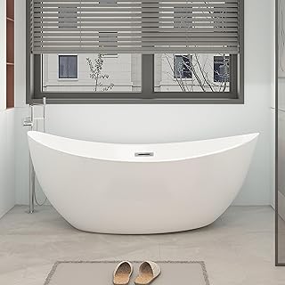 65” Double Slipper Freestanding Soaking Bathtub, WHALEKING Luxury Stand ...