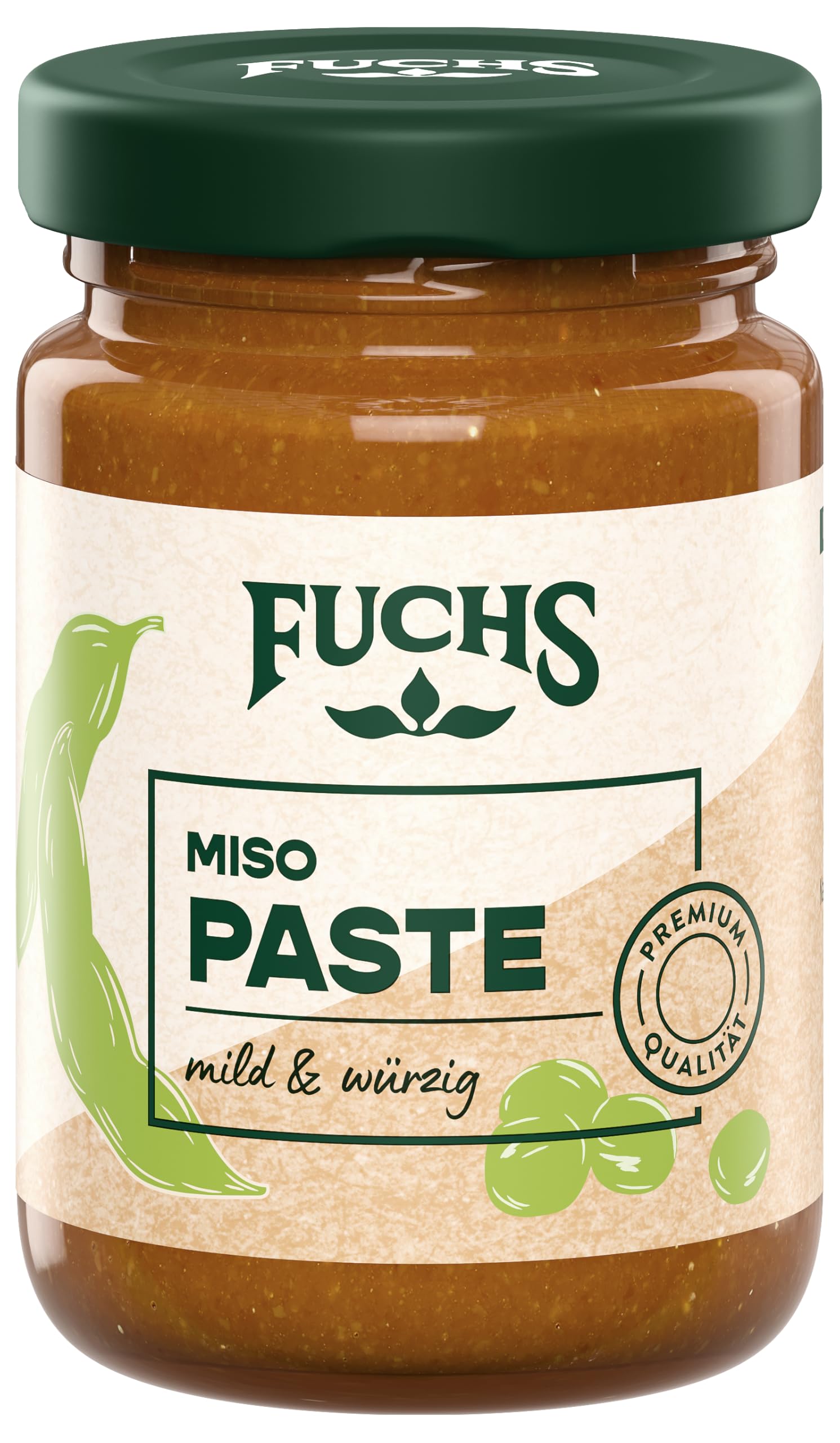 Fuchs Gewürze - Miso Würzpaste | Mild-würzige Paste mit natürlichen Zutaten, mit 26% Sojabohnen | Umami-Geschmack für Miso-Suppen, Saucen und Dressings | 100 g in wiederverschließbarem Glas