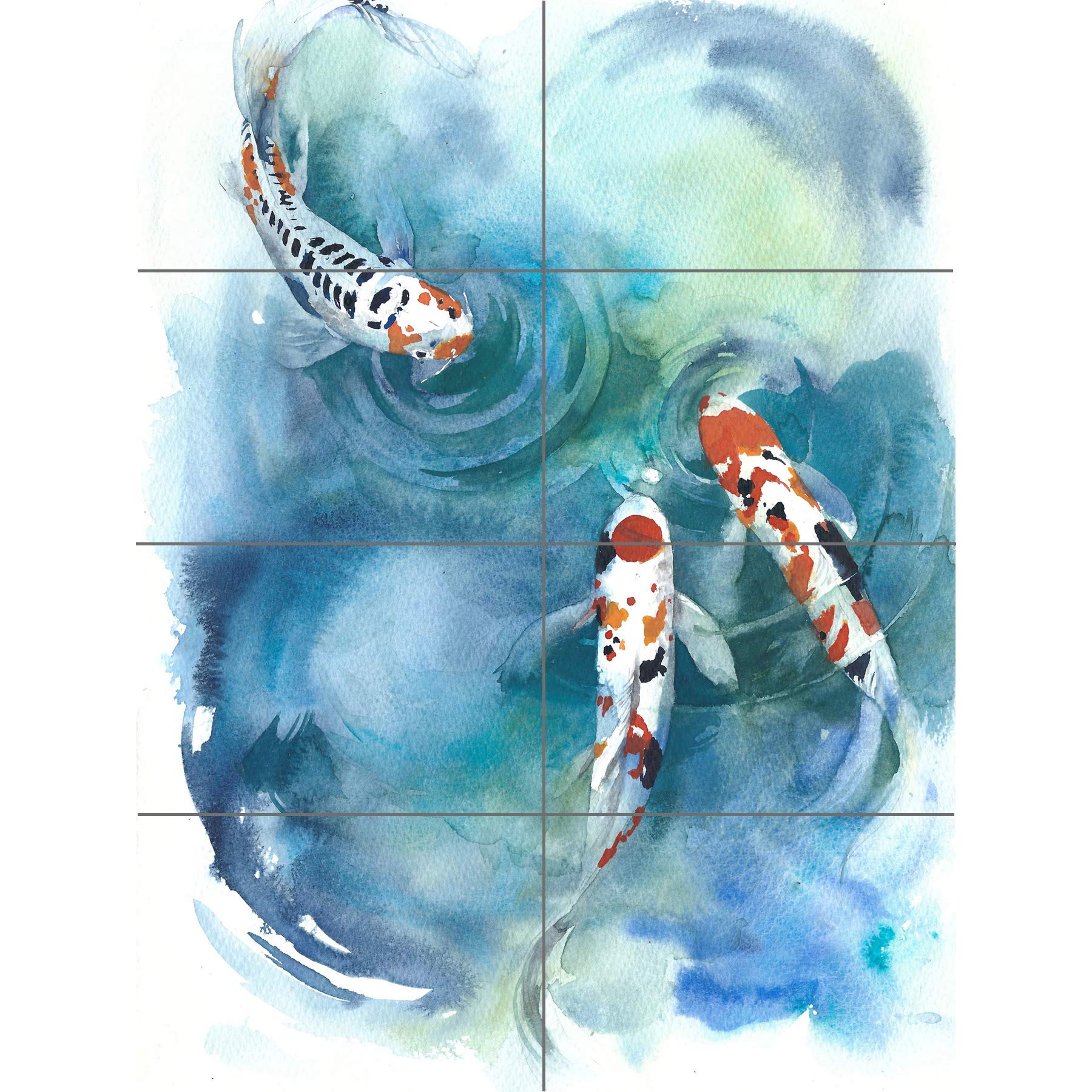 Artery8 Japanese Koi Fish Near Surface XL Giant Panel Poster (8 Sections)