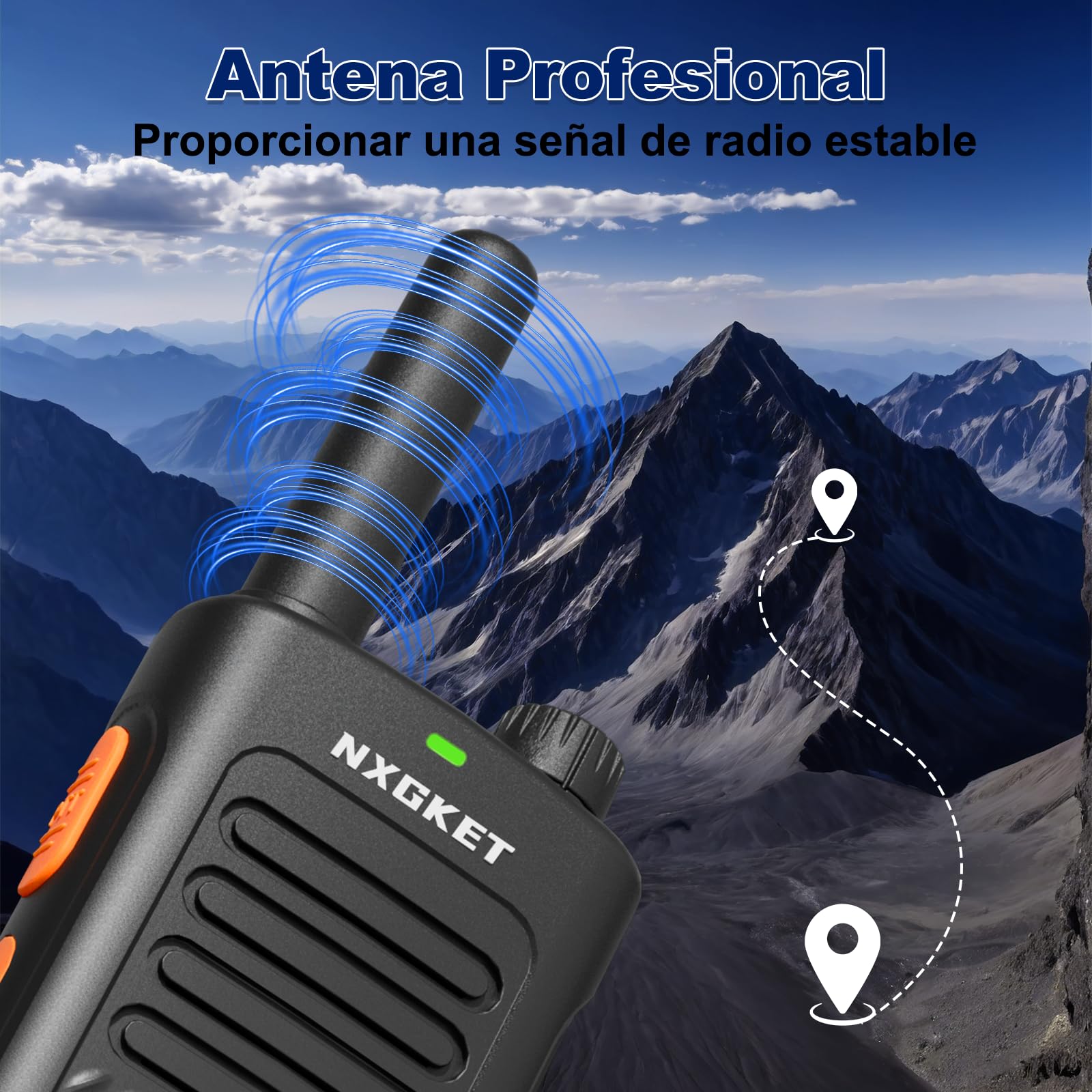 Walkie Talkies de Largo Alcance para Adultos, PMR446 Walkie Talkie Profesionale con Baterías Recargables de 1500 mAh, 16 Canales, Radio Bbidireccional para Camping, Viajes y comunicación Laboral