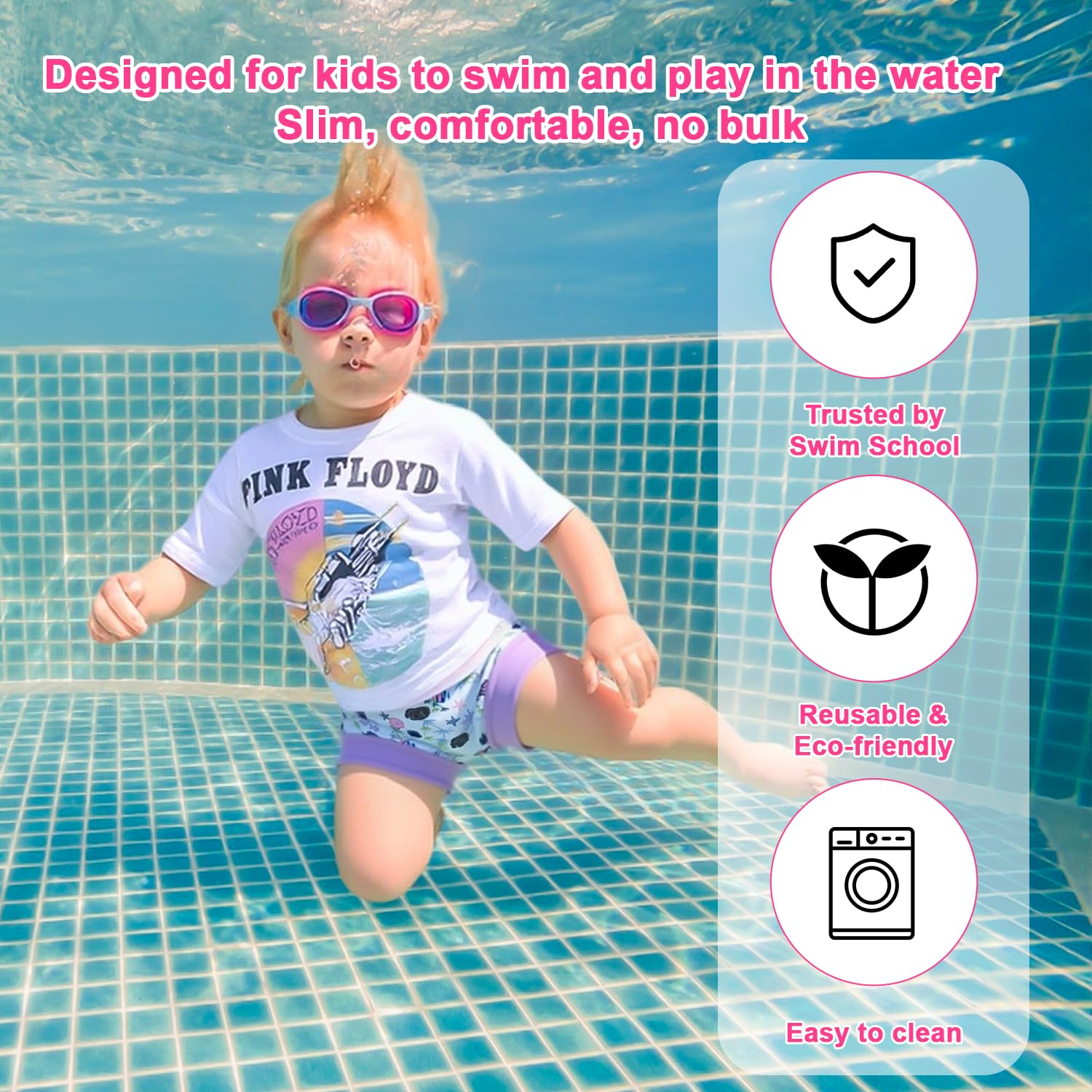 MOEMOE BABY Swim Nappy - Pañales de natación reutilizables, peces, algas marinas y estrella de mar, 5 años