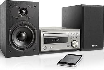 Denon RCD-M41SP Wide FM AM/FM Radio Tuner, Equipped with Discrete Amplifier, Bluetooth® Compatible, CD Receiver, Premium, Silver