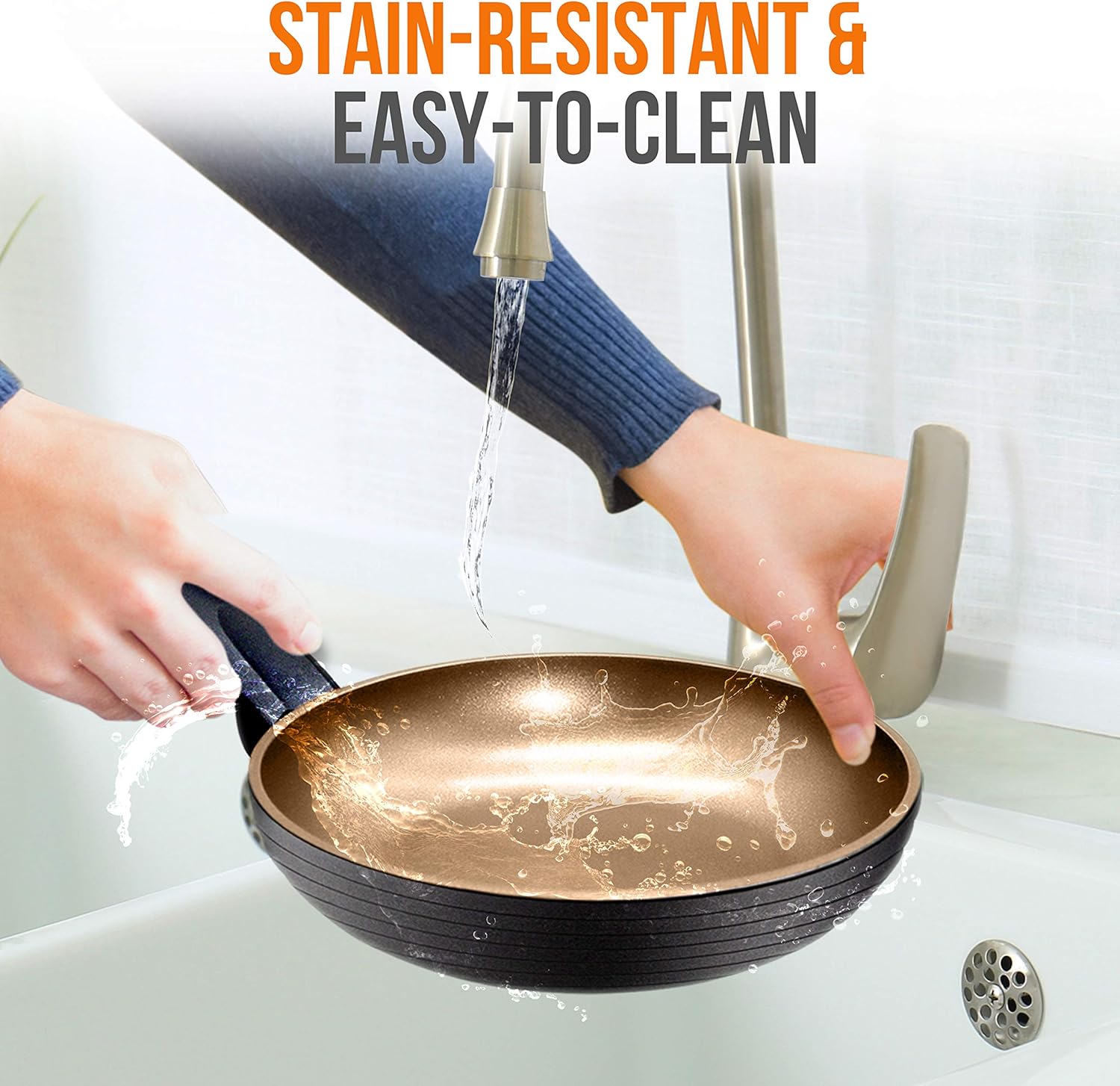 8'' Durable Small Fry Pan - Non-stick Kitchen Cookware, Induction compatible| PTFE/PFOA/PFOS-Free Hard-Anodized Look Heat Resistant Lacquer, Compatible with Model: NCCW12S - NutriChef PRTNCCW12SFP