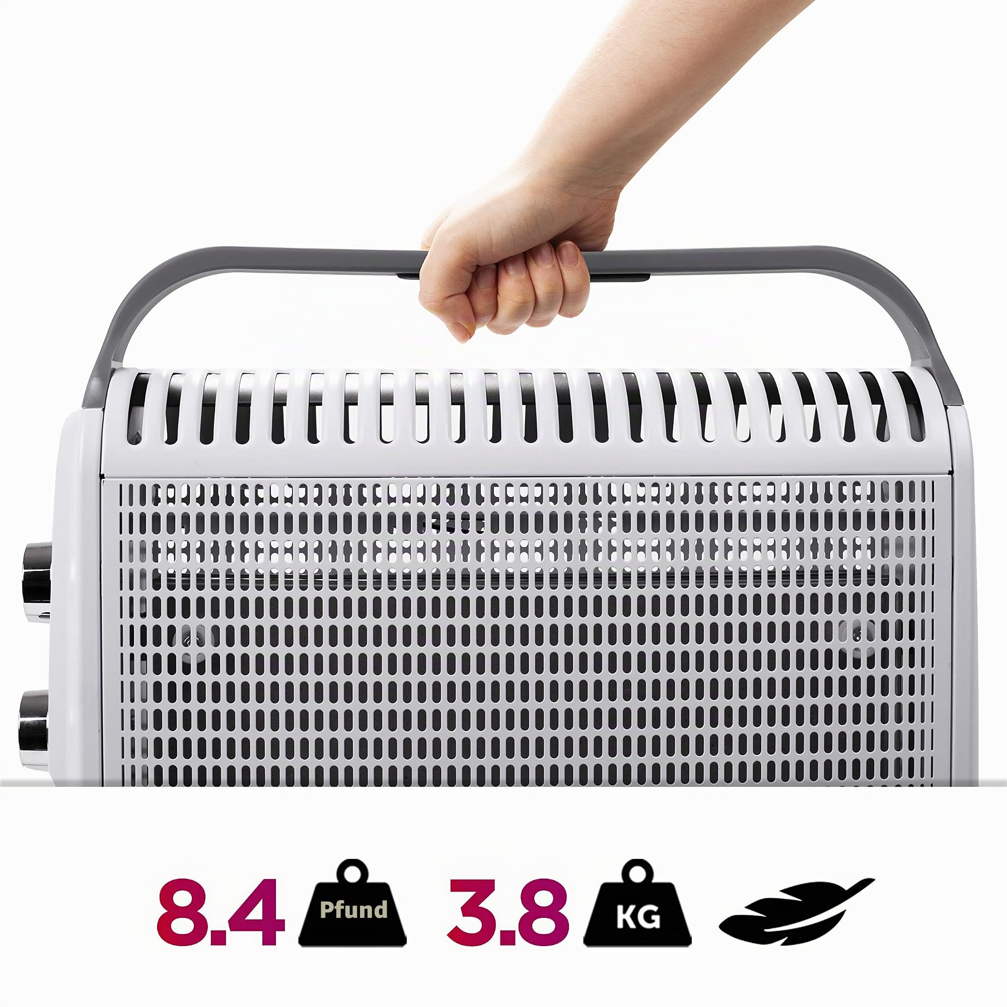 Duronic HV180 WE Konvektorheizung, Elektroheizung mit 2000 Watt, Wärmewellenheizung mit Elektroheizkörper, Elektroheizer Innenraum, tragbare Heizung für kleine Räume