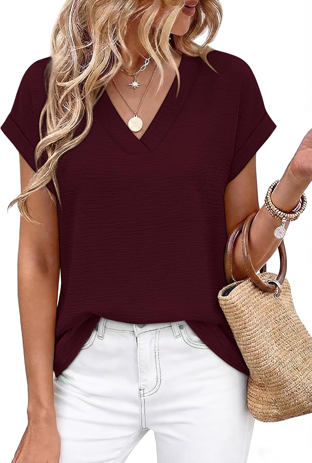 WIHOLL Women's V Neck Blouse just $9.99 at Amazon
