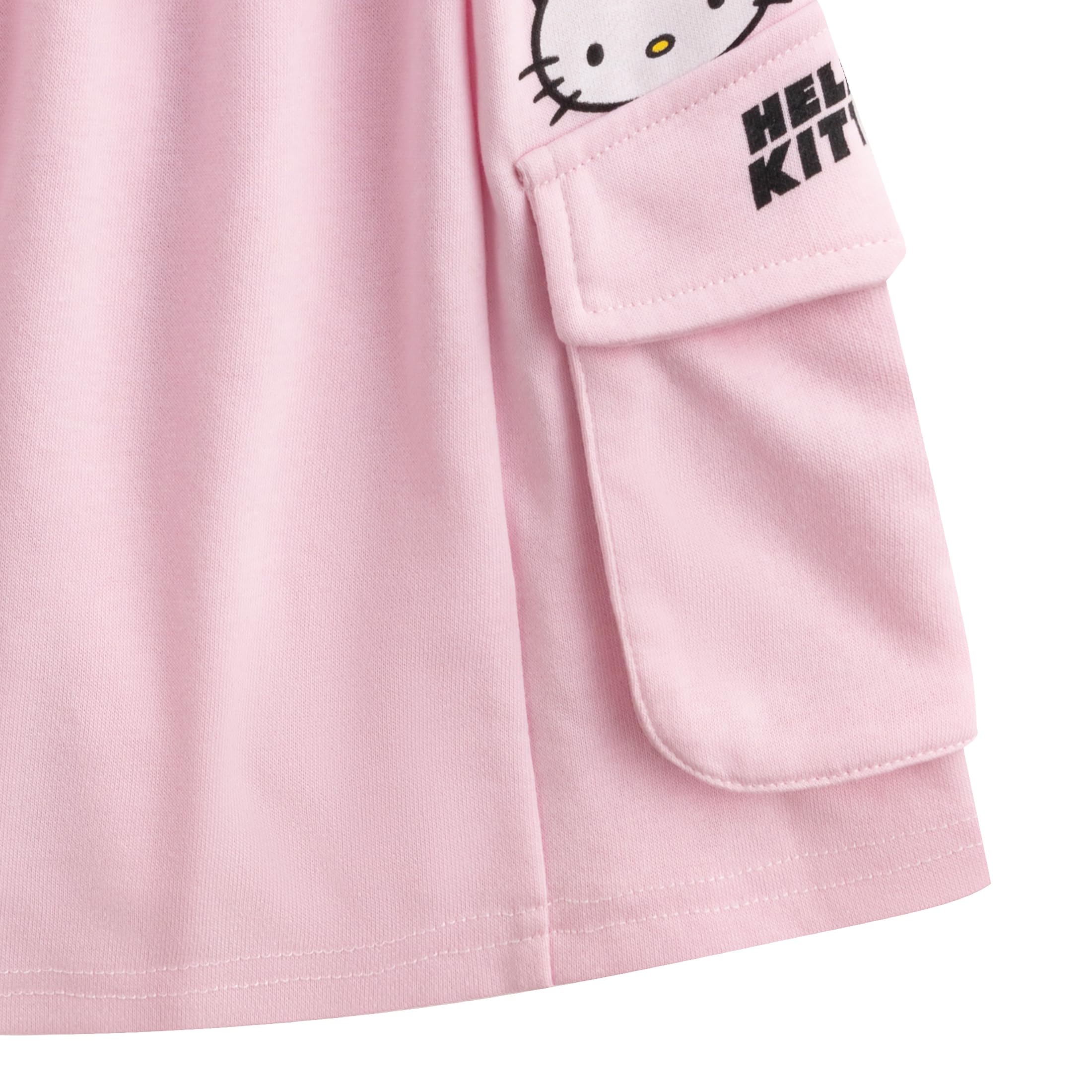Hello Kitty Sanrio - Conjunto de 2 piezas de sudadera de rizo francés y falda pantalón para niñas grandes
